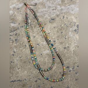Multi-Color + Gold Beaded Boho Double Strand Necklace